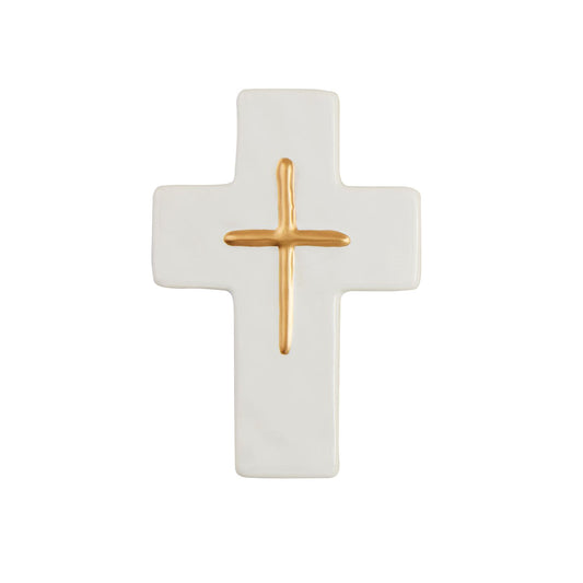 Mud Pie-Ceramic And Gold Thin Cross