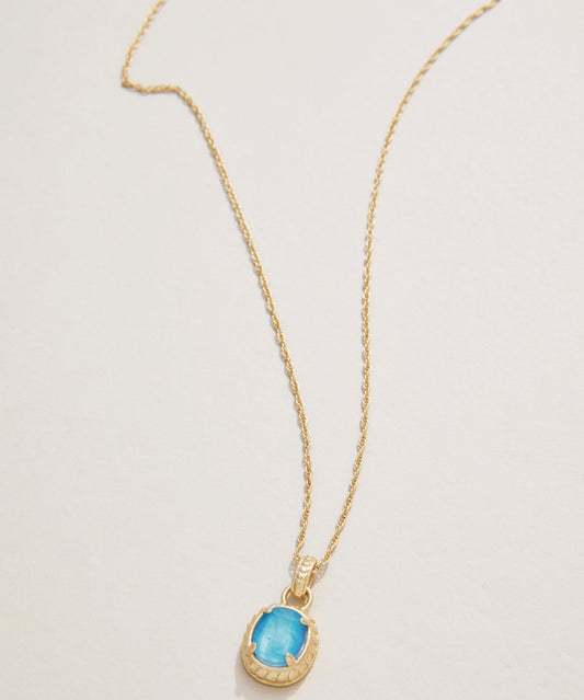 Karina Oval Petite Necklace 17" Blue