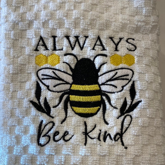 Always Bee Kind Embroidered Dish Towel