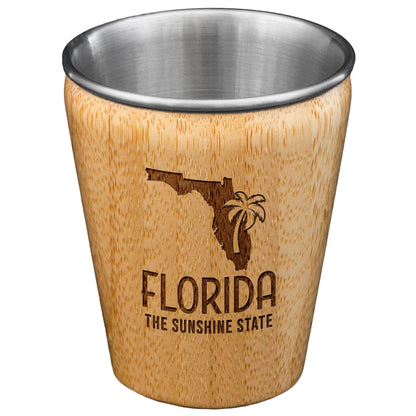 Florida Engraved Shot Glass, Bamboo with Stainless Steel