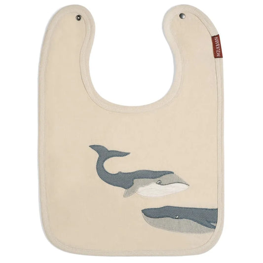 Whale Appliqué Organic Linen Two-Layer Bib