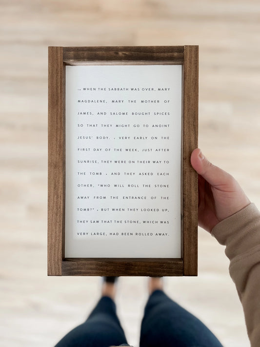 He Is Risen, Mark 16 | Easter Home Decor White