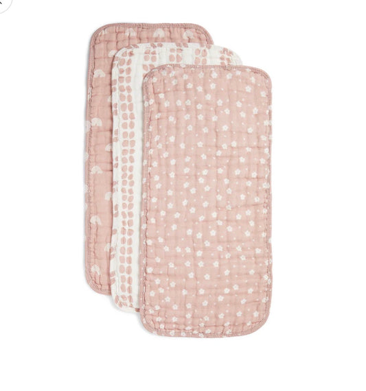 ORGANIC MUSLIN BURP CLOTHS, 3 PACK