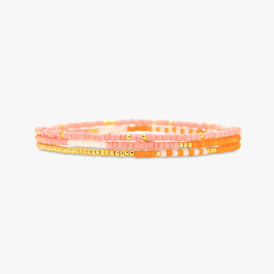 Mixed Seed Bead Gold Stretch Bracelet 3pk