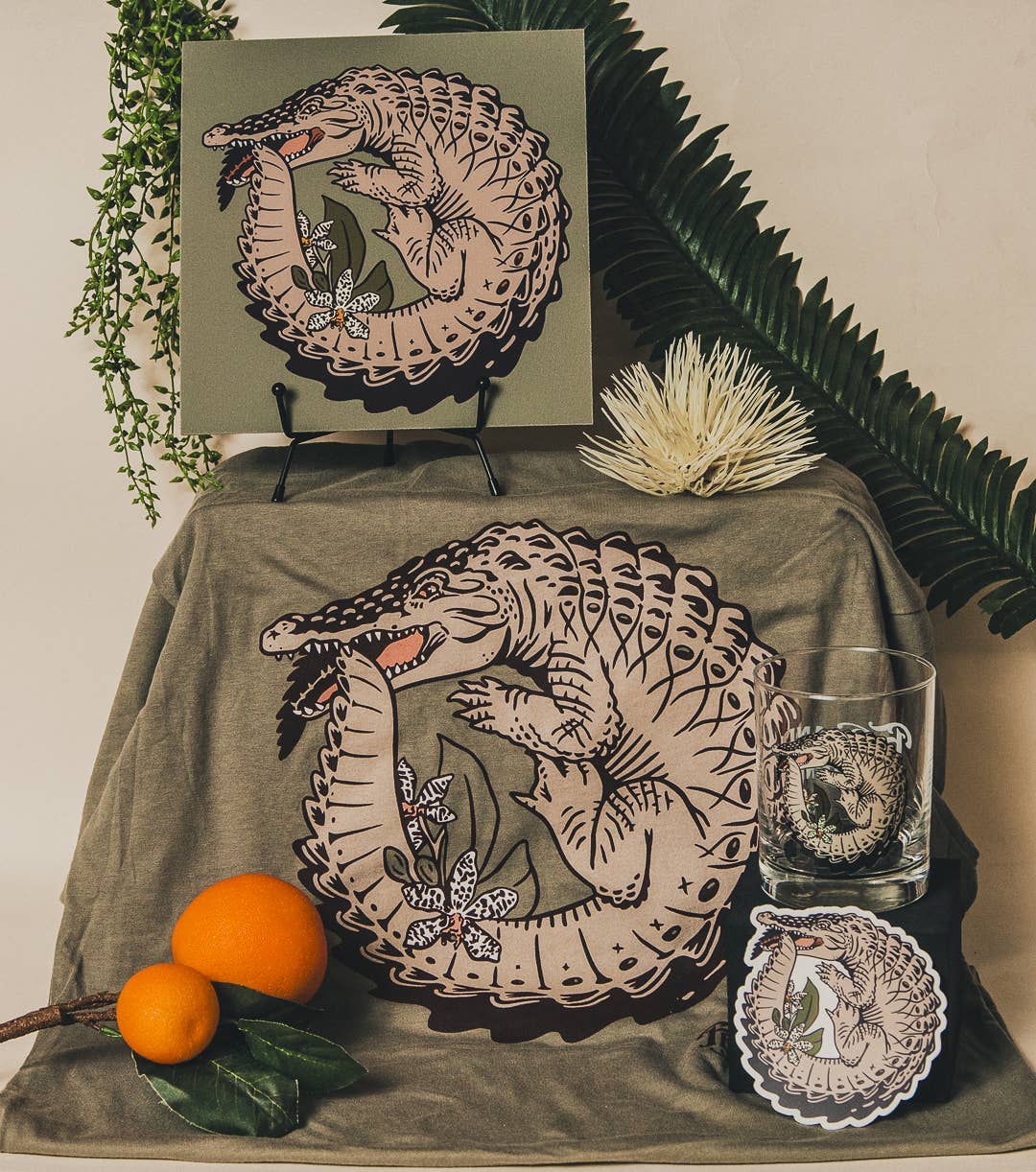 Ouroboros Croc Double Rocks Glass
