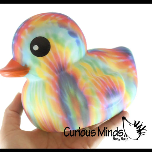1 Jumbo Tie Dye Rubber Ducks - Rubber Duckies - Cute Novelty