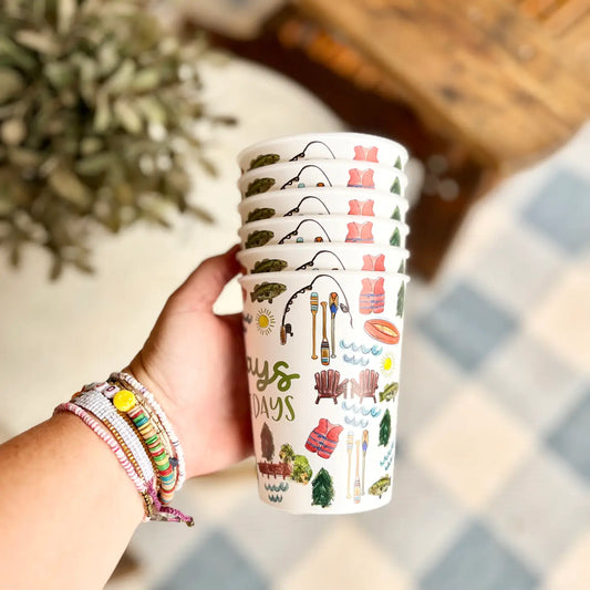 Lake Reusable Collage Style Cups