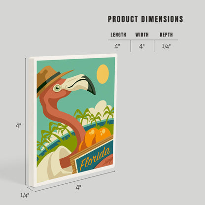Ceramic Coaster Florida, Flamingo and Oranges