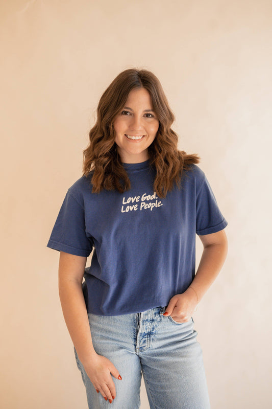 Love God Love People Tee- Classic Blue | Christian Tee