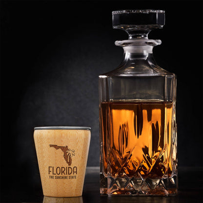 Florida Engraved Shot Glass, Bamboo with Stainless Steel