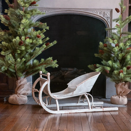 33.5" Distressed Metal Sleigh