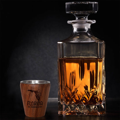 TB Home® Florida Acacia Wood Engraved Shot Glass