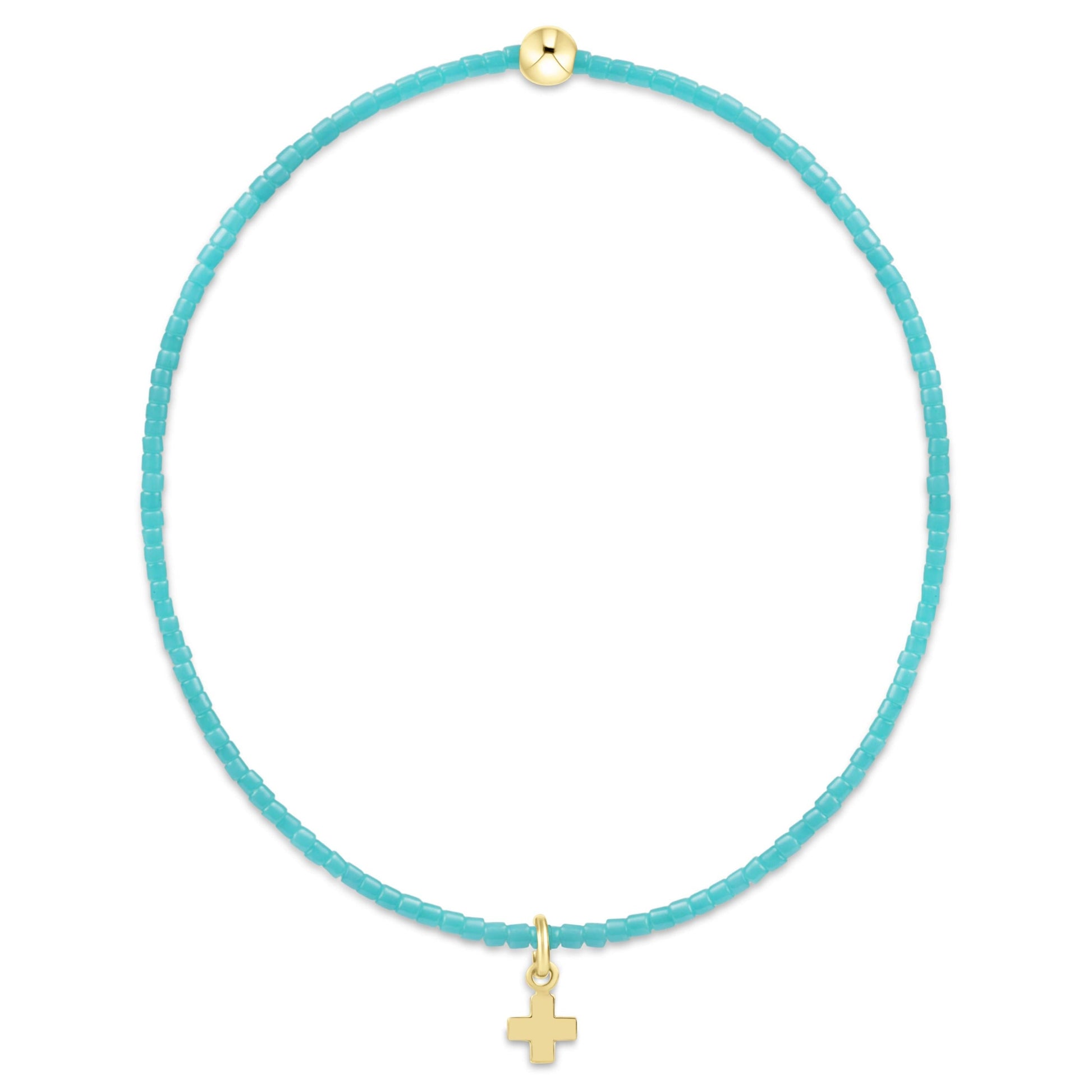eNewton Hope Classic Turquoise Bracelet with Signature Small Gold Cross