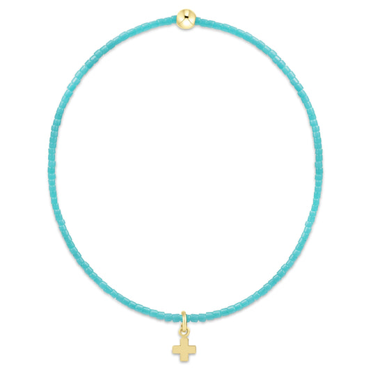 eNewton Hope Classic Turquoise Bracelet with Signature Small Gold Cross
