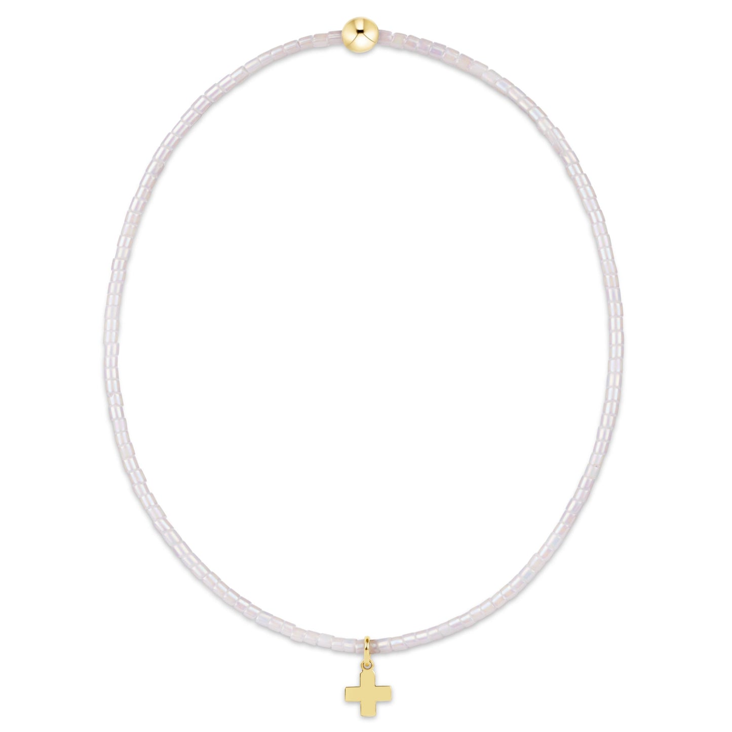 Enewton Hope Classic Silky White Bracelet with Small Gold Cross