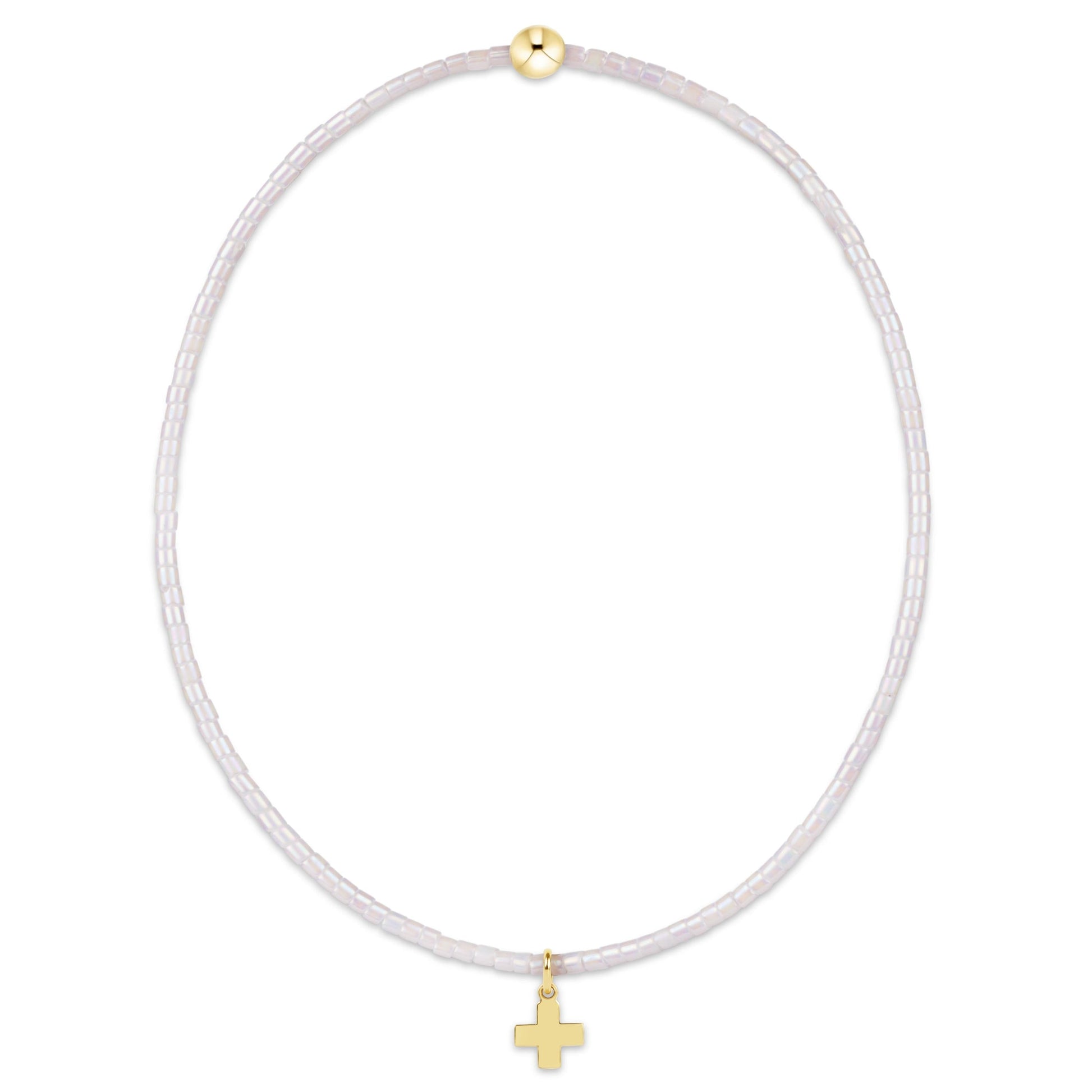 Enewton Hope Classic Silky White Bracelet with Small Gold Cross