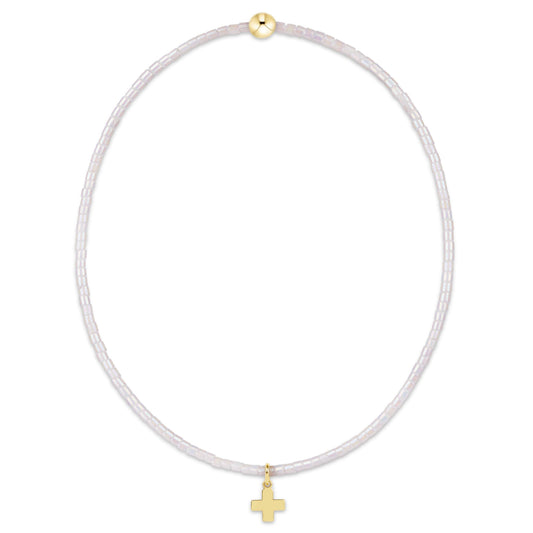 Enewton Hope Classic Silky White Bracelet with Small Gold Cross