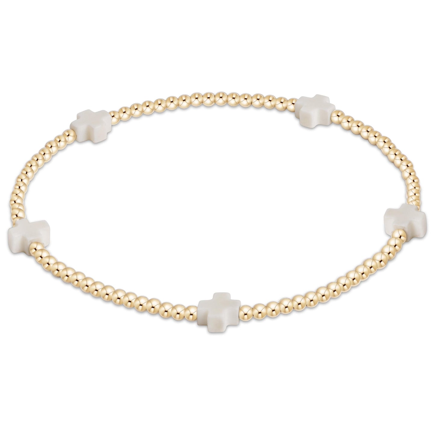 enewton Signature Cross Small 2mm Gold Bead Bracelet