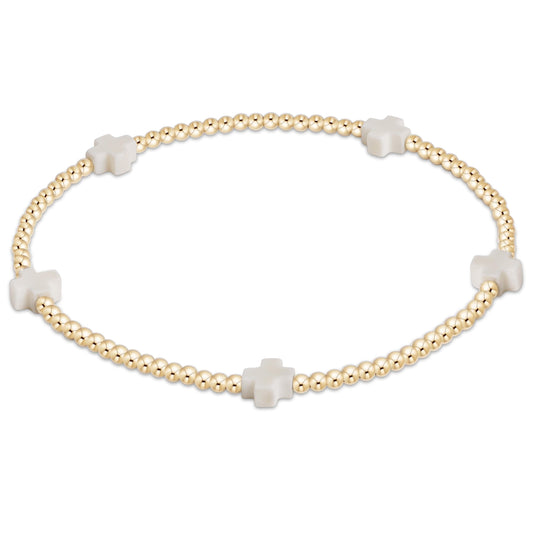 enewton Signature Cross Small 2mm Gold Bead Bracelet