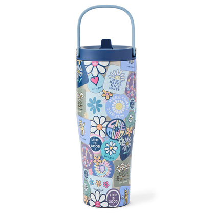 Corkcicle Go Cup XL 30oz Stainless Steel Floral Sticker Collage