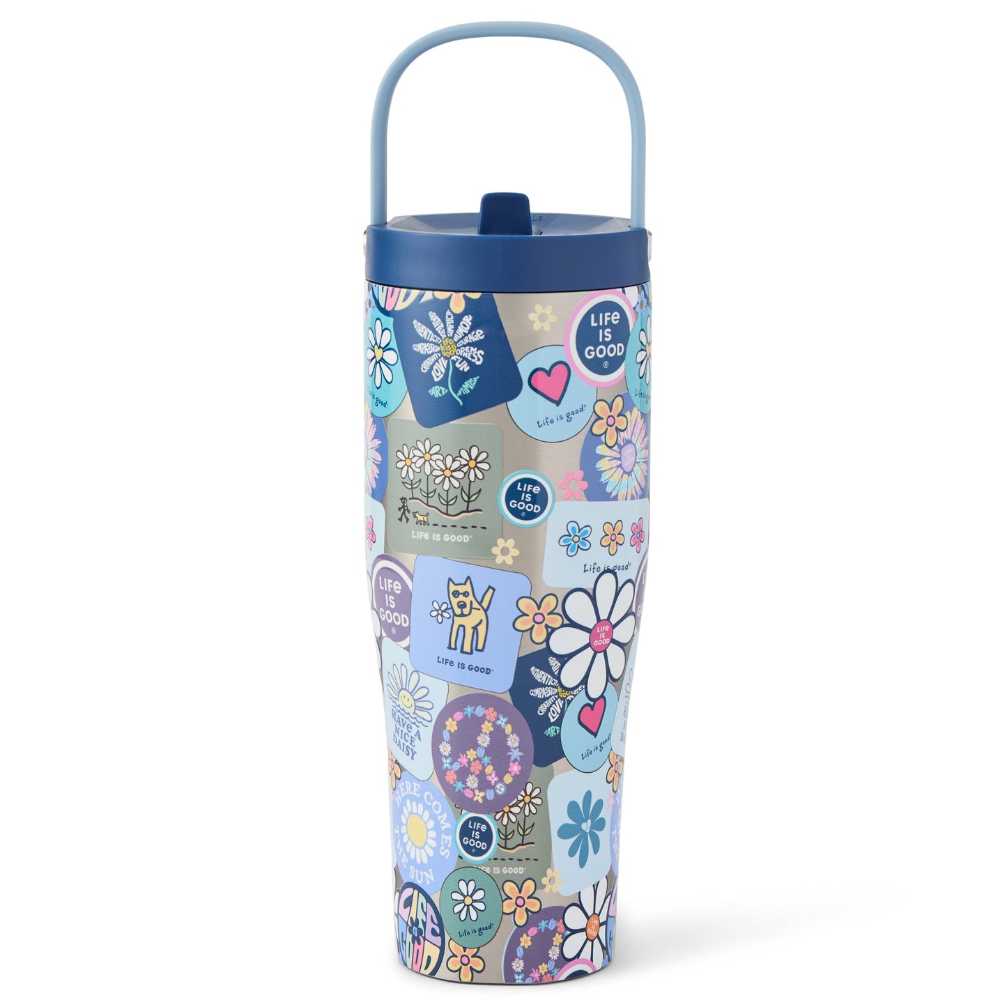 Corkcicle Go Cup XL 30oz Stainless Steel Floral Sticker Collage