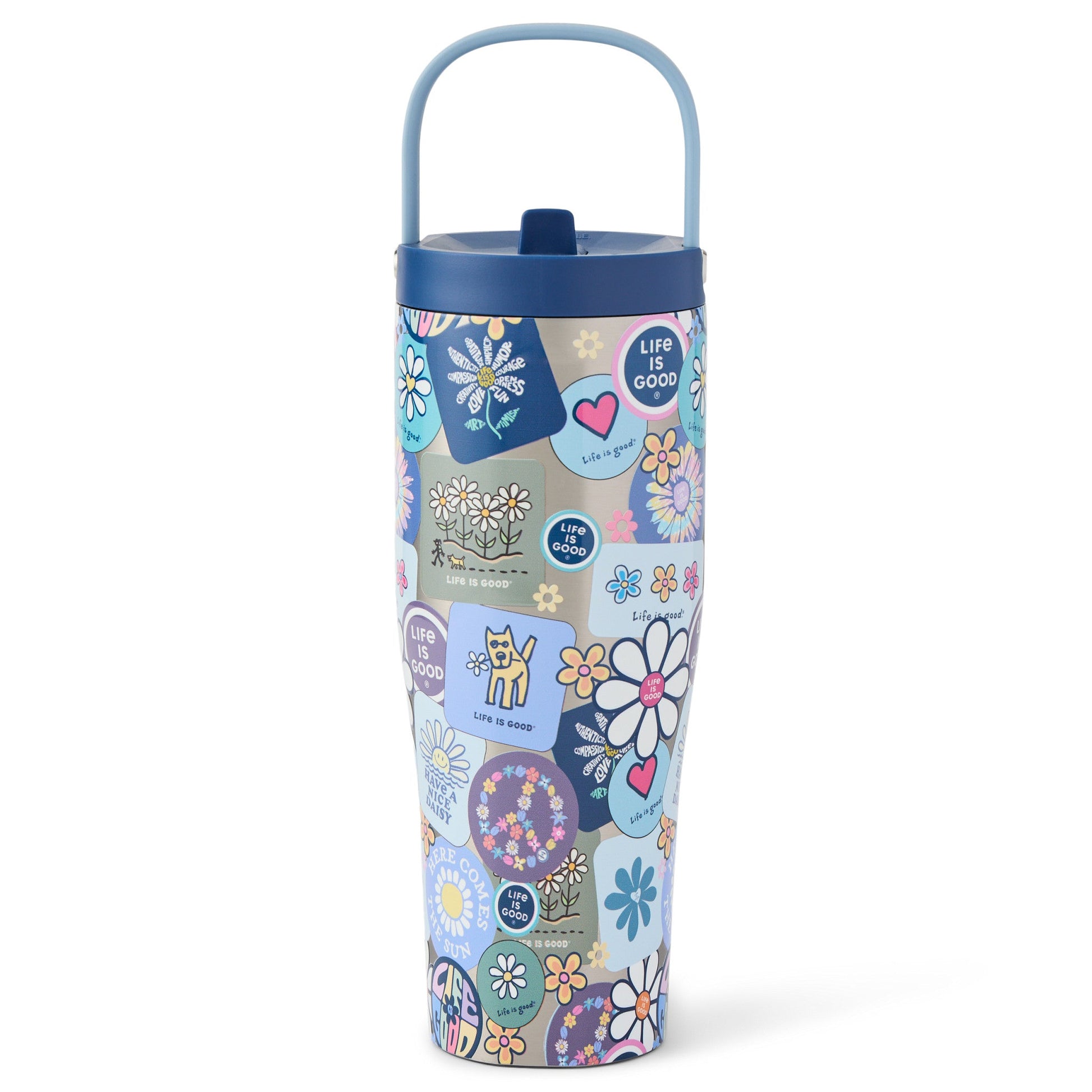 Corkcicle Go Cup XL 30oz Stainless Steel Floral Sticker Collage