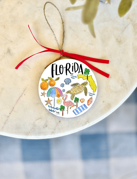 Happy By Rachel - State of Florida Wood & Enamel Ornament