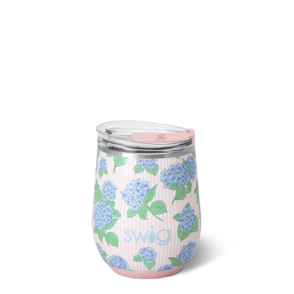Swig Hydrangeas stemless wine 12oz