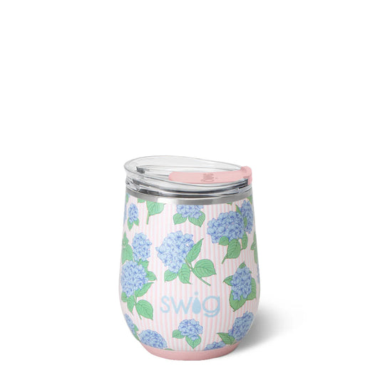 Swig Hydrangeas stemless wine 12oz