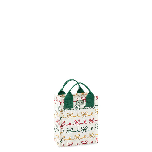 Swig- Christmas Bows Reusable Gift Bag Large