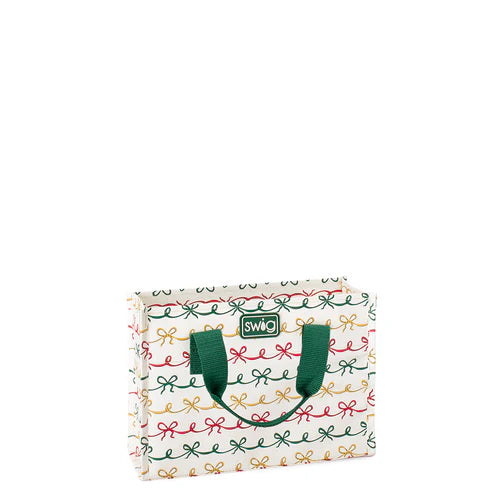 Swig- Christmas Bows Reusable Gift Bag Large