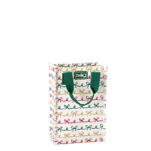 Swig- Christmas Bows Reusable Gift Bag Large