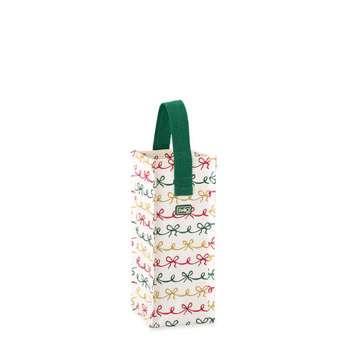 Swig- Christmas Bows Reusable Gift Bag Large