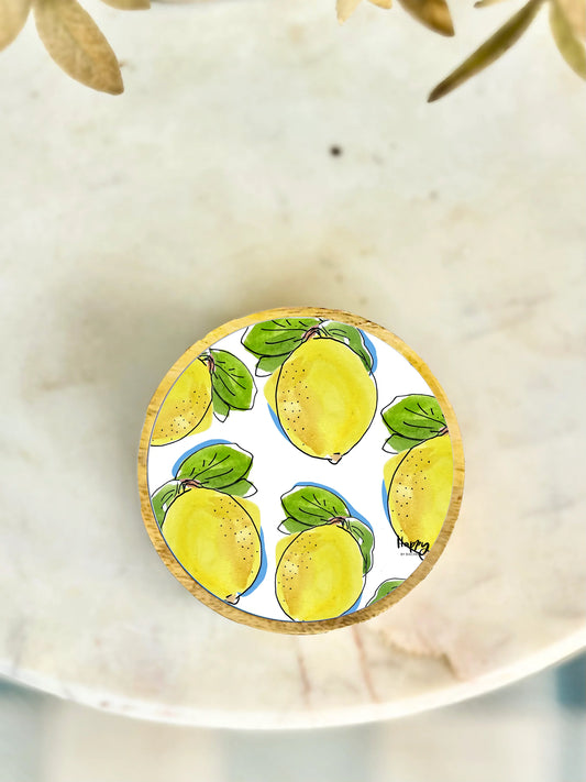 Happy By Rachel - Lemon Wood and Enamel Small Tray