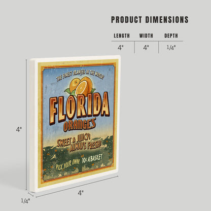 CERAMIC COASTER Florida, Orange Orchard Sign