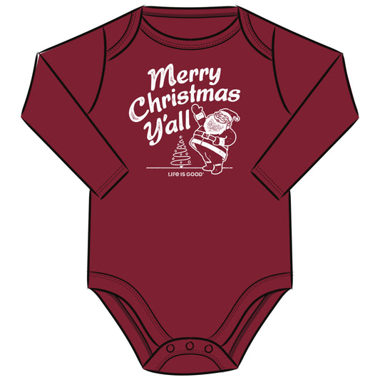 Santa Merry Christmas Y'all - Baby Long Sleeve Crusher Bodysuit