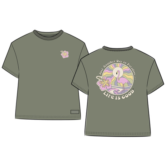 Women's Flamingo in Paradise Short Sleeve Crusher Boxy Tee