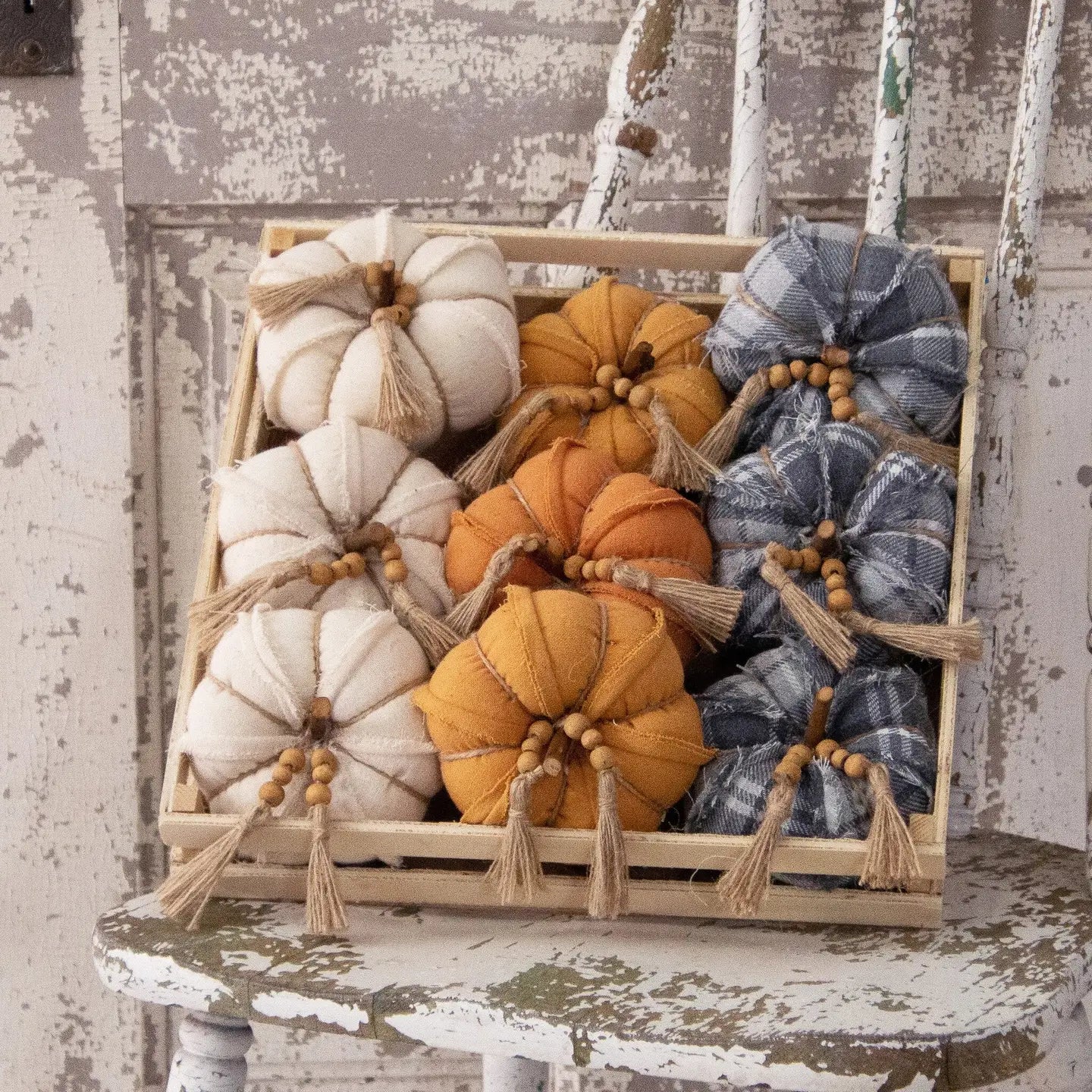 Fabric Pumpkins with Bead Tassel