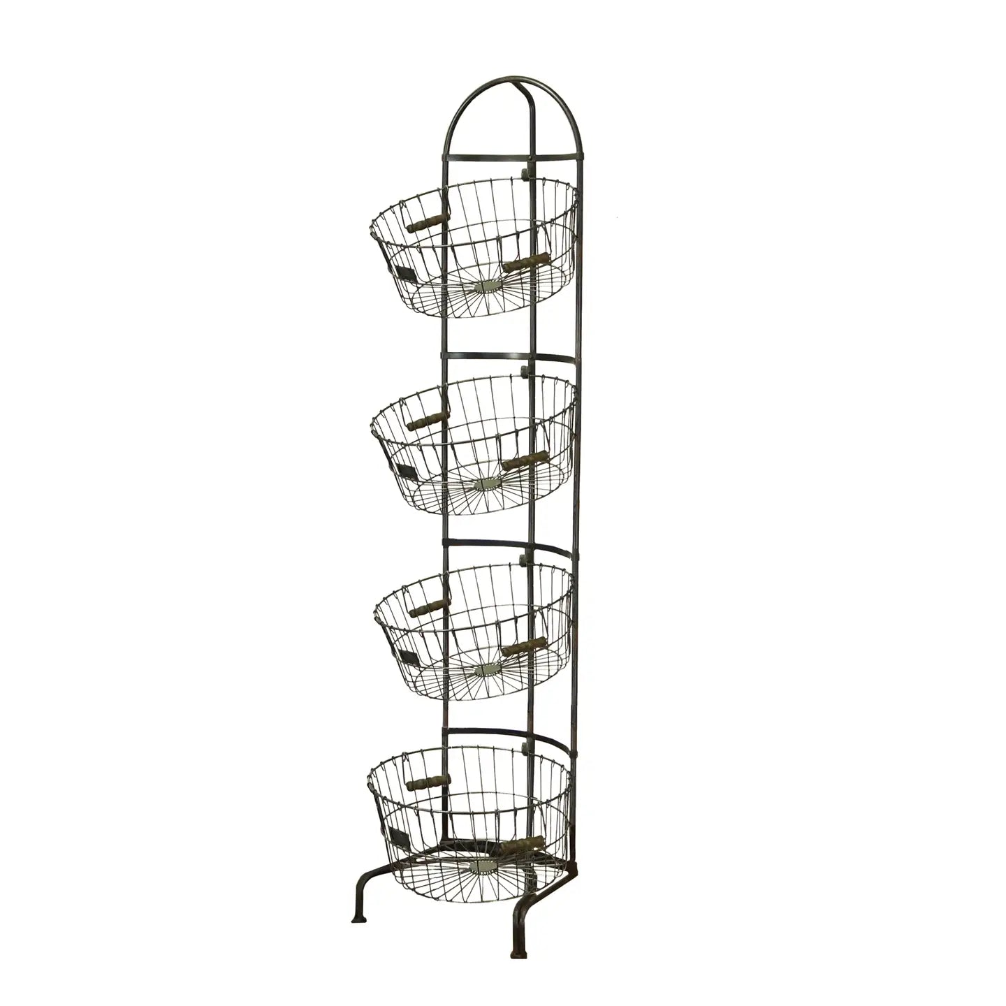 Metal 65" Black 4 Basket Wire Rack