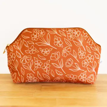 Terracotta Floral Zipper Pouch