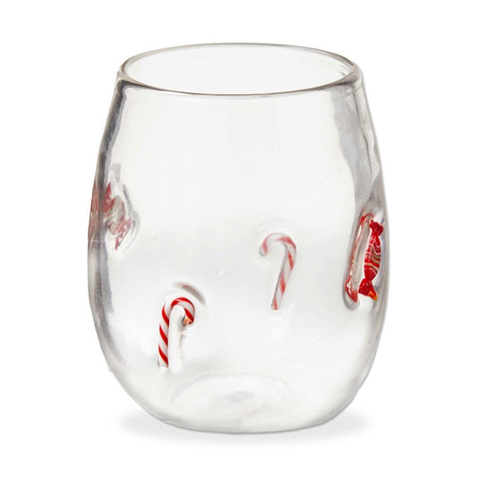 Candy Cane Stemless Wine Glass