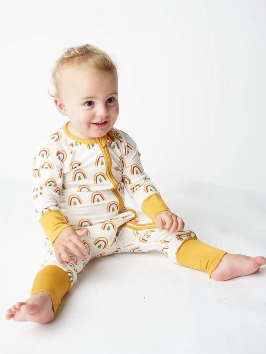 Rainbow Neutral Bamboo Pajamas Baby Pajamas Footie Pajamas