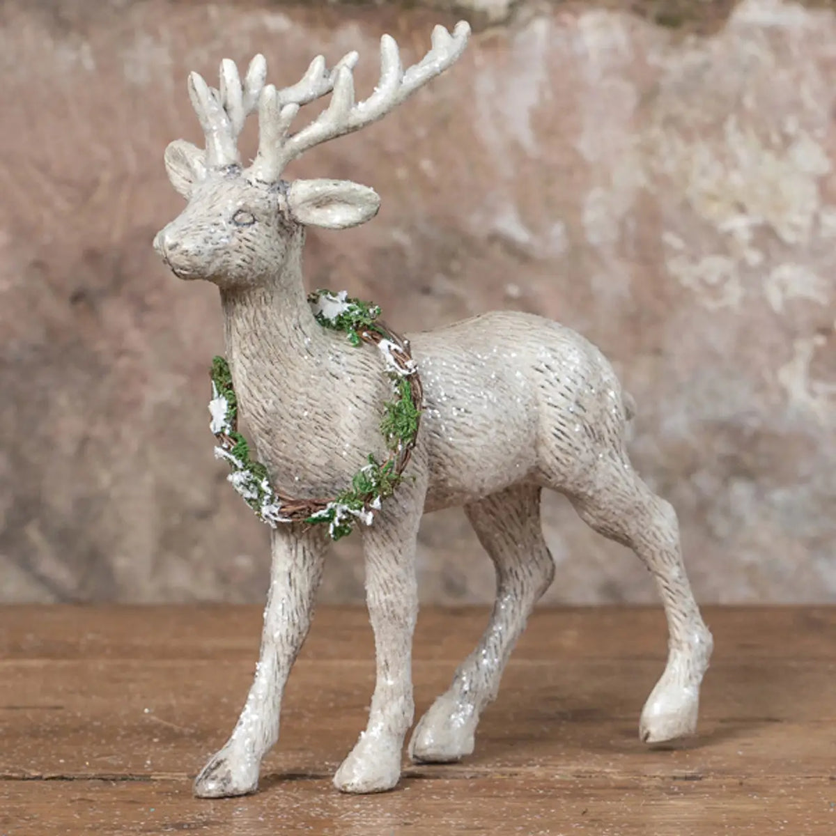 13" Standing Deer with Wreath
