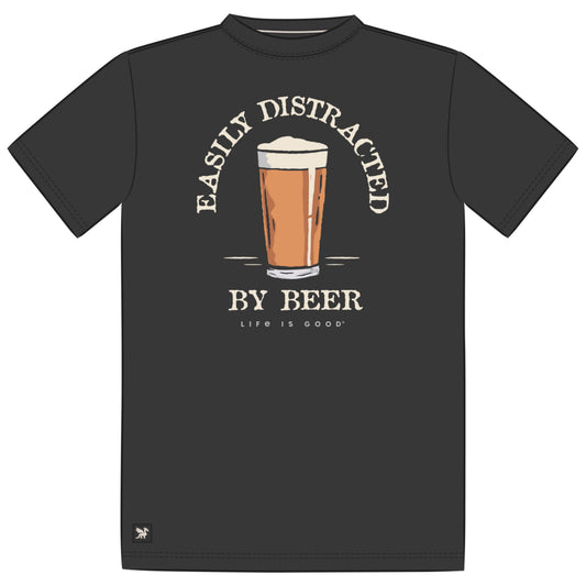 Men's Easily Distracted by Beer Short Sleeve Crusher Tee