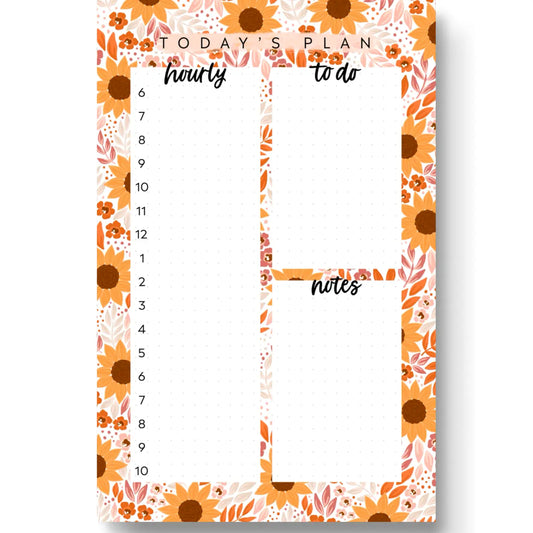 Sunflower Field Daily Planner Notepad, 8.5x5.5 in.