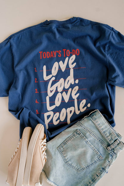 Love God Love People Tee- Classic Blue | Christian Tee