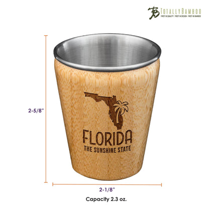 Florida Engraved Shot Glass, Bamboo with Stainless Steel