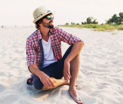 Sun 'N' Sand -Natural, Paper Straw Fedora, Brim 2"