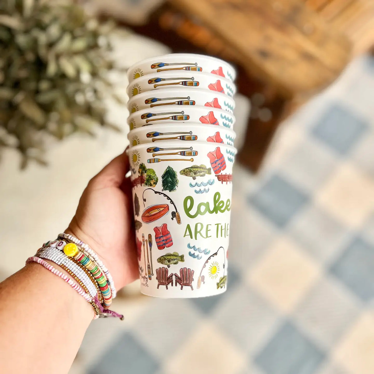 Lake Reusable Collage Style Cups
