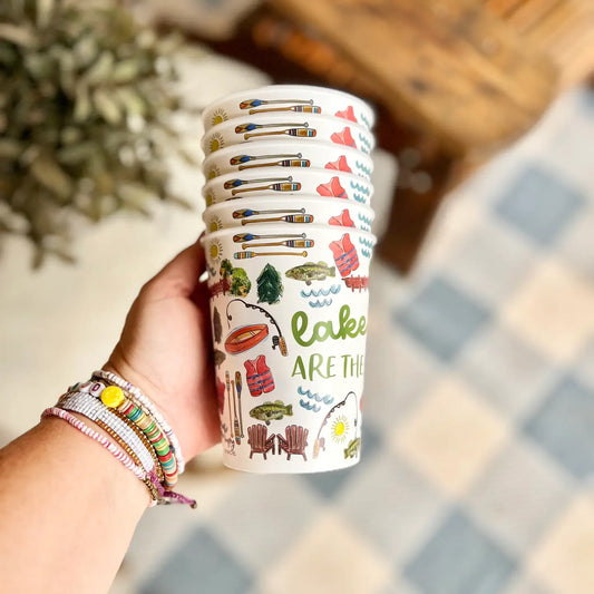 Lake Reusable Collage Style Cups